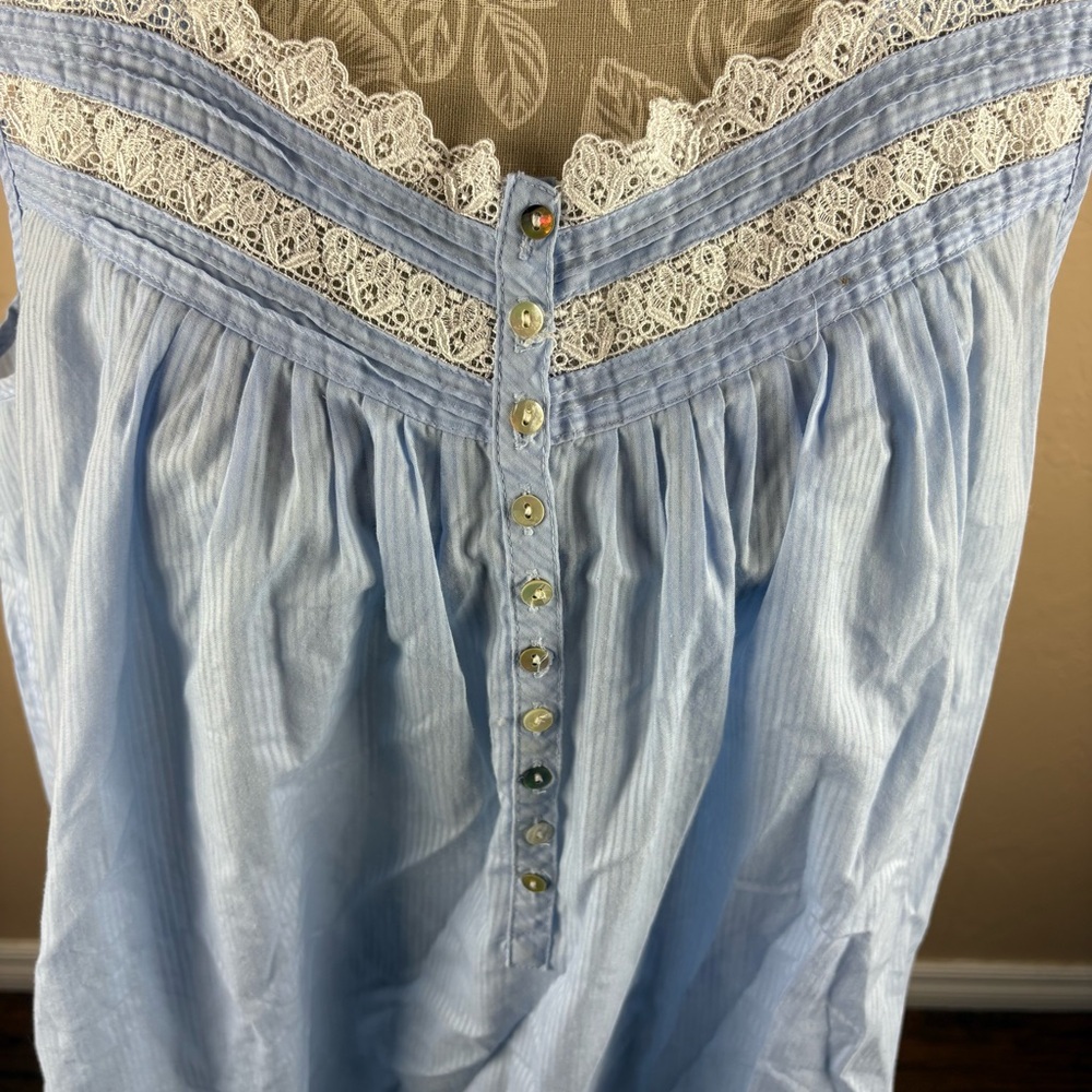 Eileen West Blue Nightgown Nightie Chemise Embroidered Ribbon Women’s size large - Picture 4 of 11